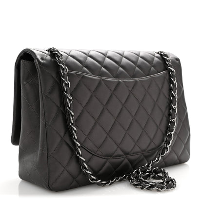 Chanel Metallic Lambskin Quilted Maxi Single Flap Dark Grey 3 of 13