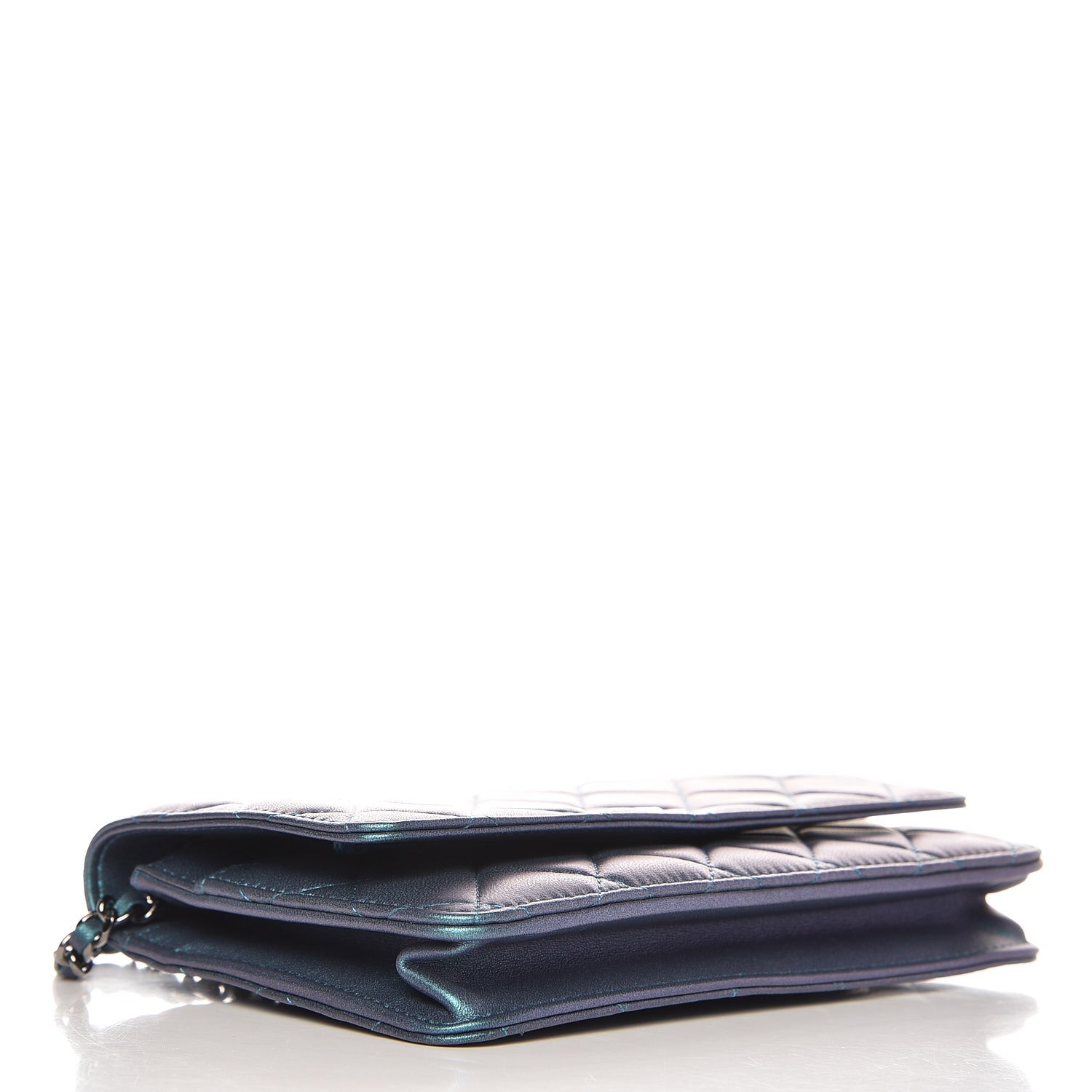 Chanel Iridescent Lambskin Quilted Wallet On Chain WOC Turquoise 4 of 9