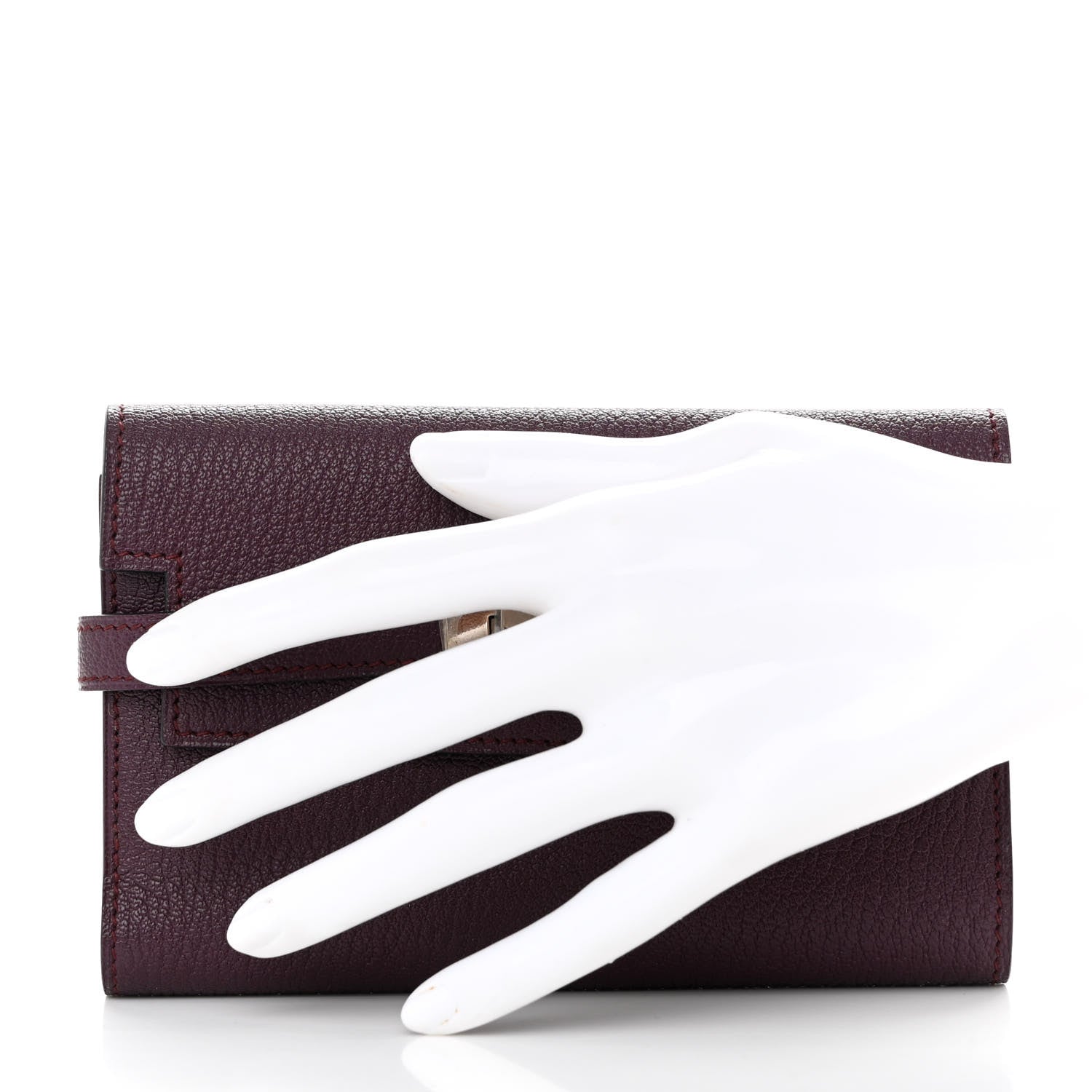 Hermes Chevre Mysore Medium Kelly Wallet Prune 2 of 10