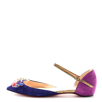 Christian Louboutin Crystal Suede Flats 35 Purple 1 of 9