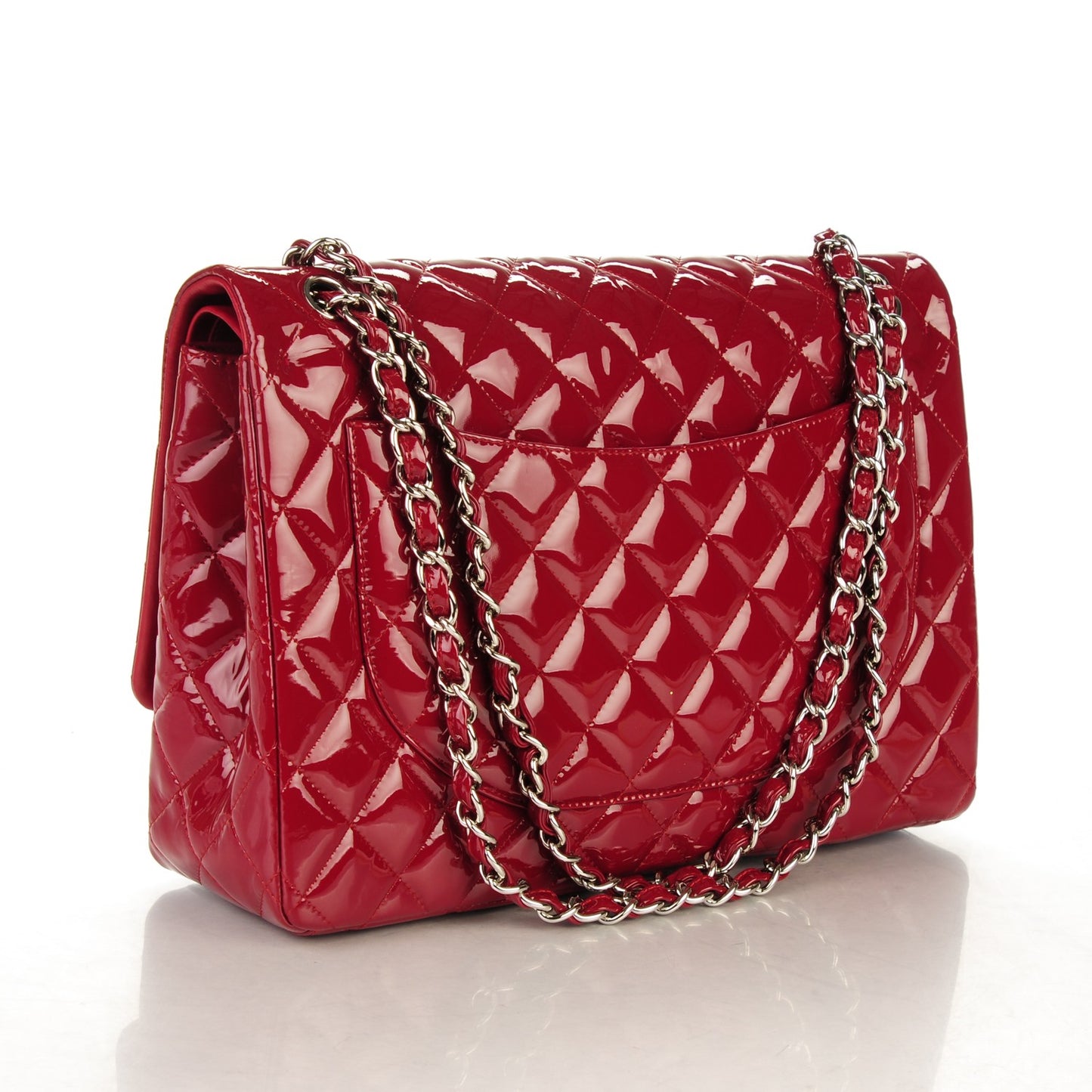Patent Quilted Maxi Double Flap Red