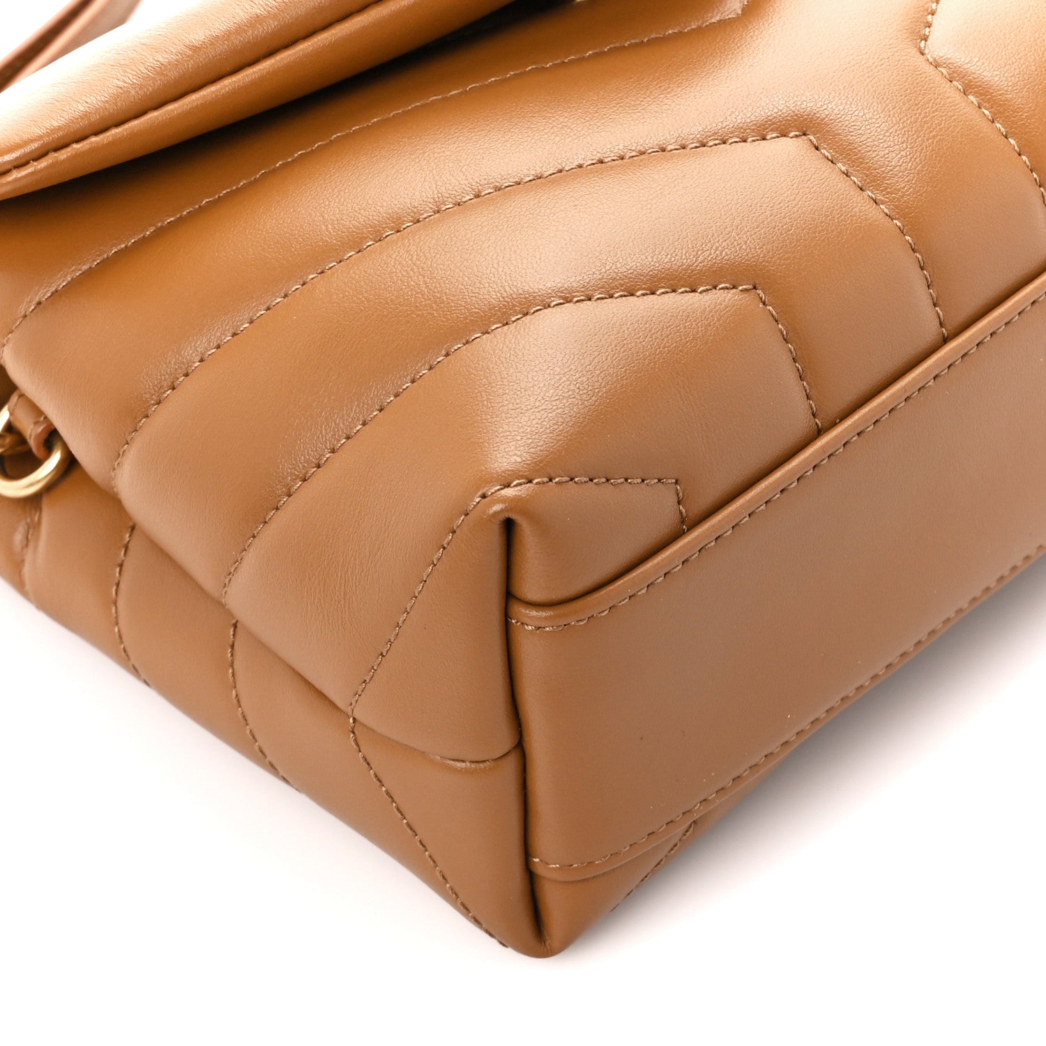 Saint Laurent Calfskin Y Quilted Monogram Toy Loulou Crossbody Bag Dark Natural 10 of 12