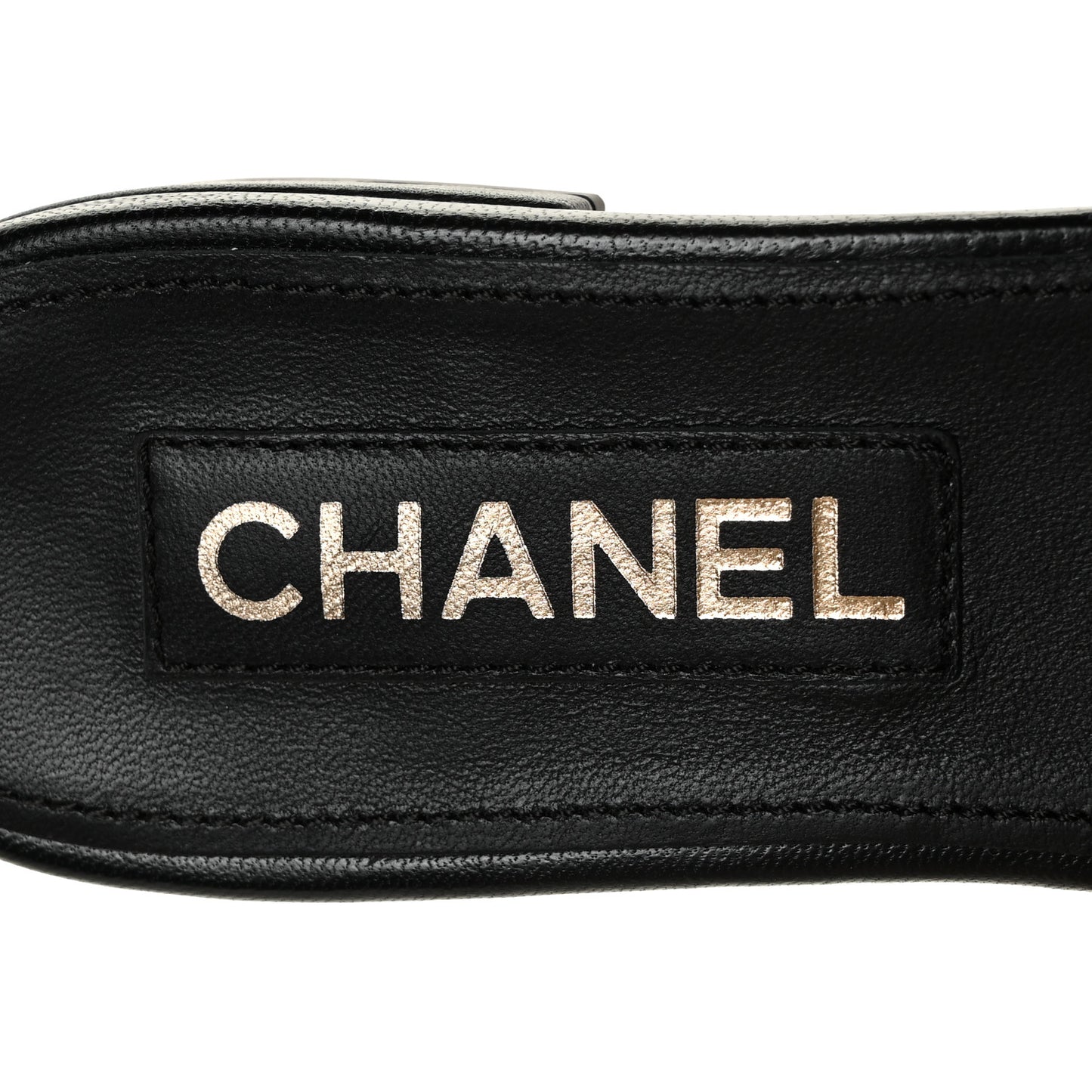 Lambskin Quilted Camellia CC Slides 39 Black