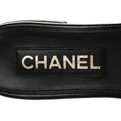 Chanel Lambskin Quilted Camellia CC Slides 39 Black 7 of 9