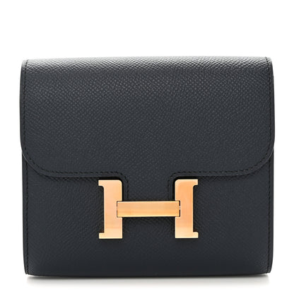Hermes Epsom Constance Compact Passant Wallet Bleu Indigo 1 of 7
