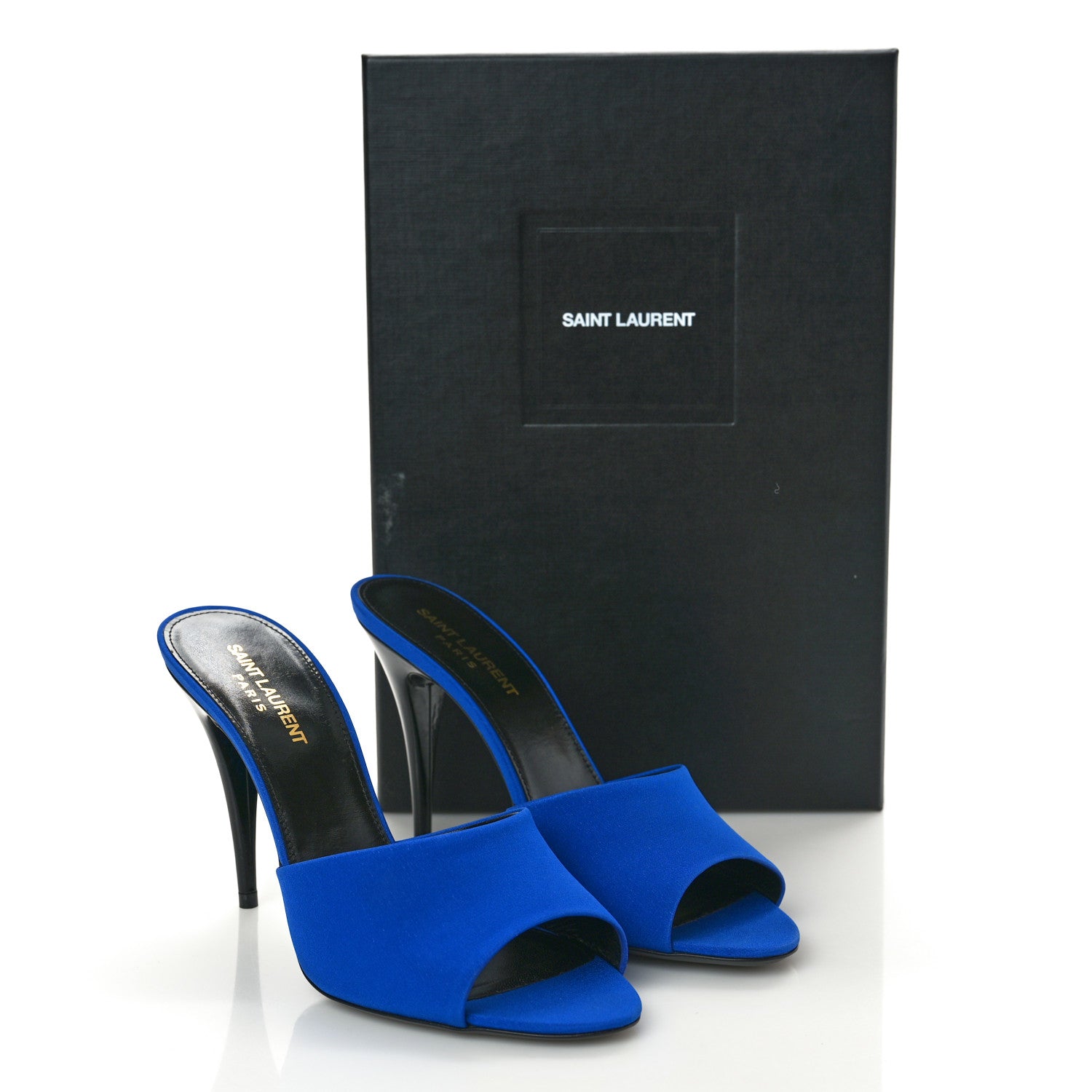 Saint Laurent Crepe De Chine Suite Mule Sandals 39 Picasso Blue 10 of 10
