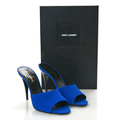 Saint Laurent Crepe De Chine Suite Mule Sandals 39 Picasso Blue 10 of 10