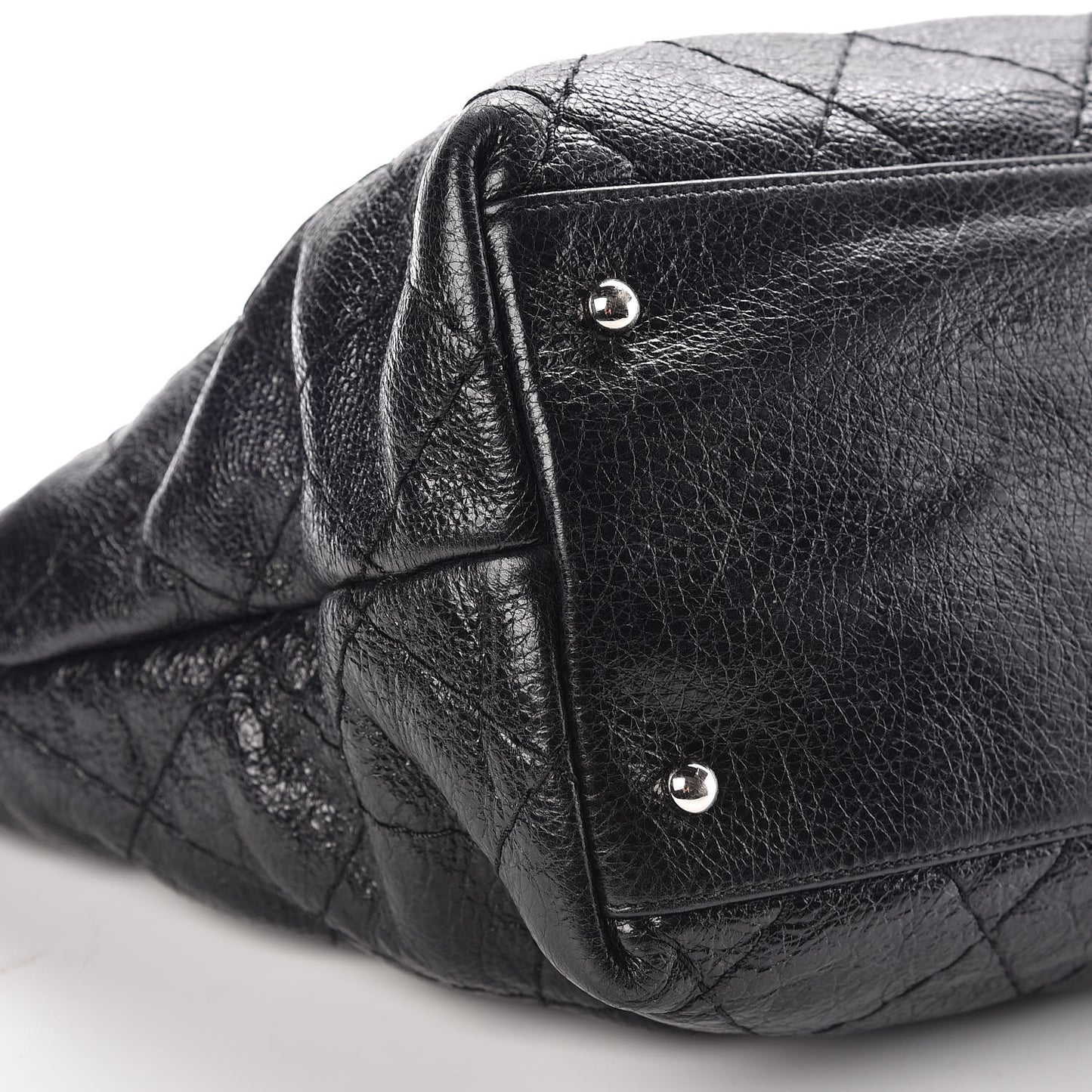 Glazed Calfskin Large On The Road Tote Black