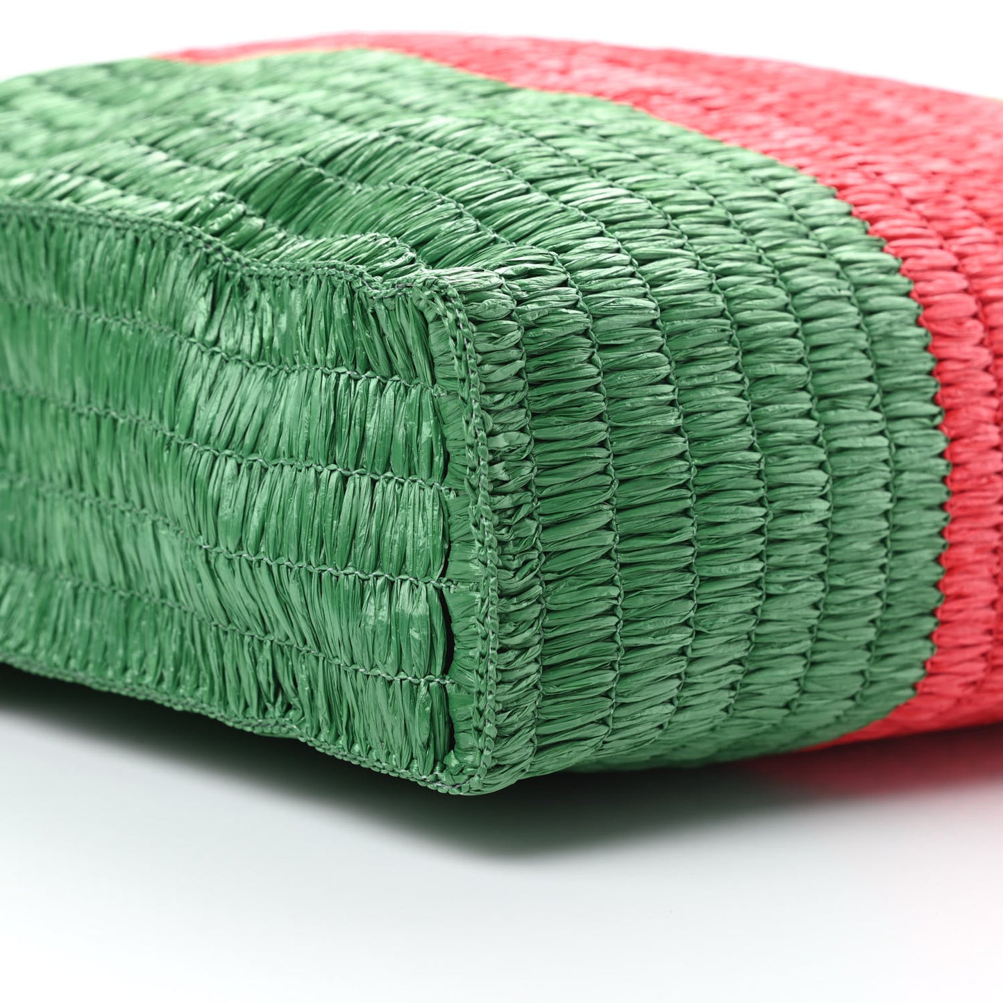 Raffia Linen Web Cestino Tote Bag Red Green