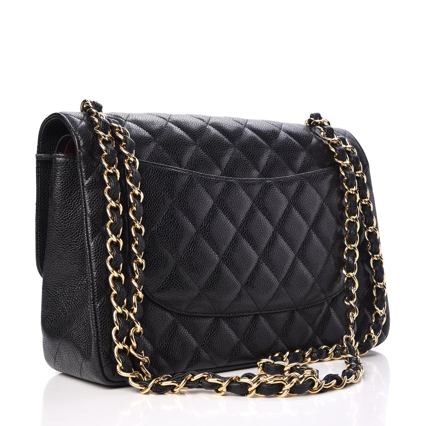 Caviar Quilted Jumbo Double Flap Black
