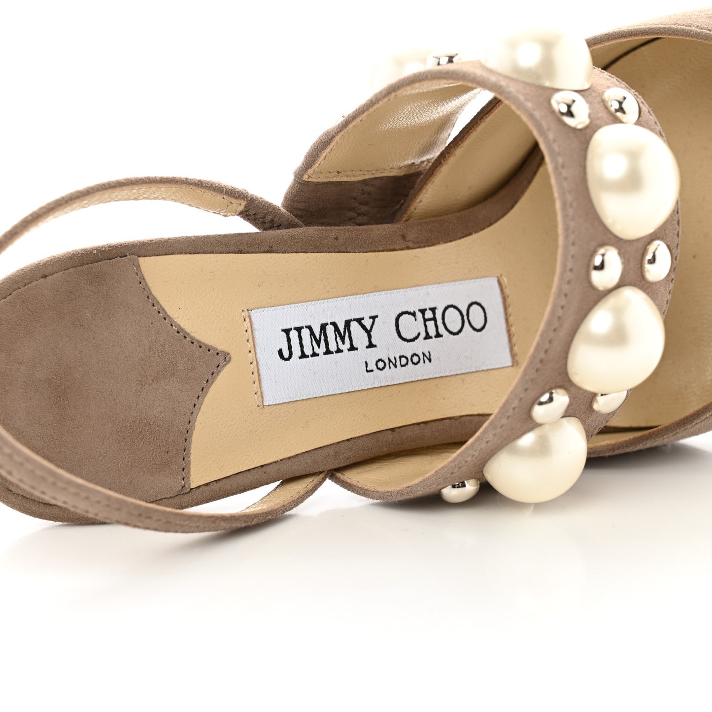 Suede Pearl Embellished Breslin Slingback Pumps 35.5 Grey