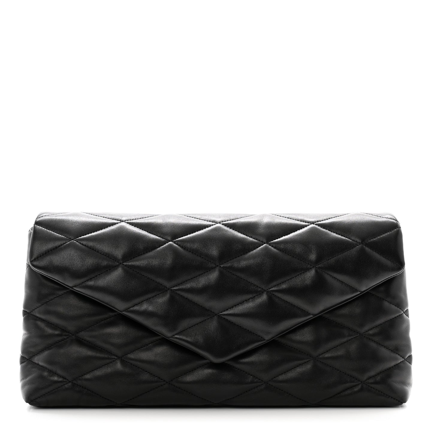 Lambskin Quilted Sade Puffer Envelope Clutch Black