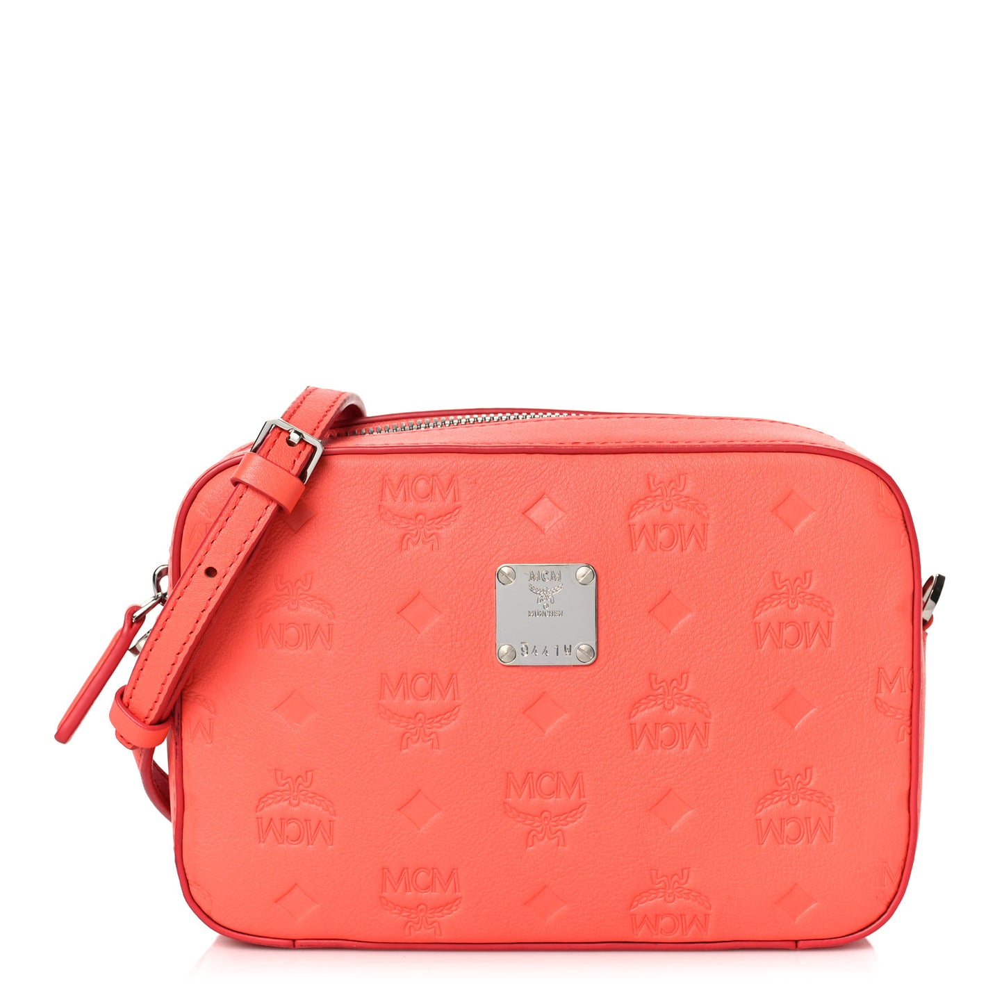 Calfskin Ottomar Monogram Klara Crossbody Bag Hot Coral