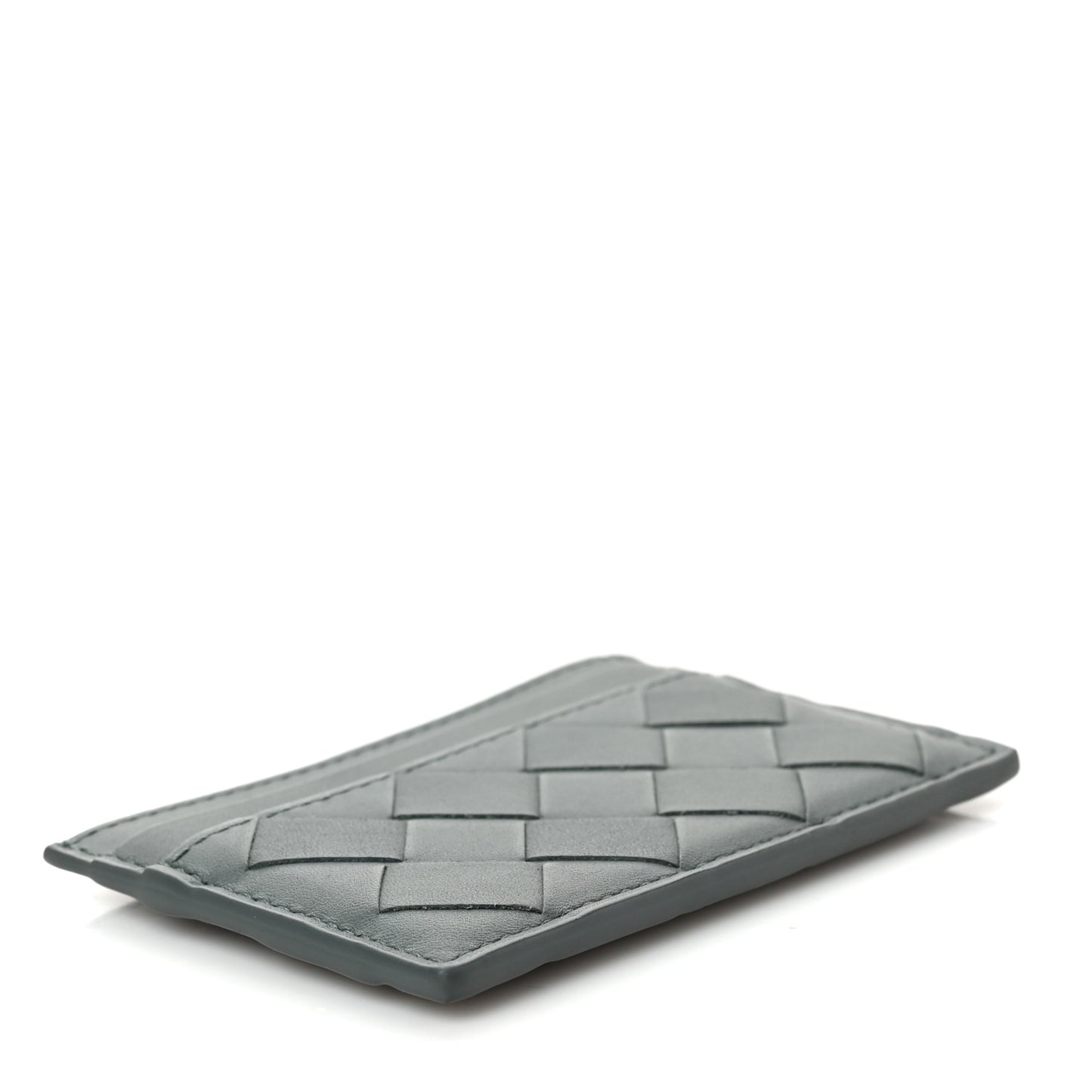 Calfskin Intrecciato Credit Card Case Aloe
