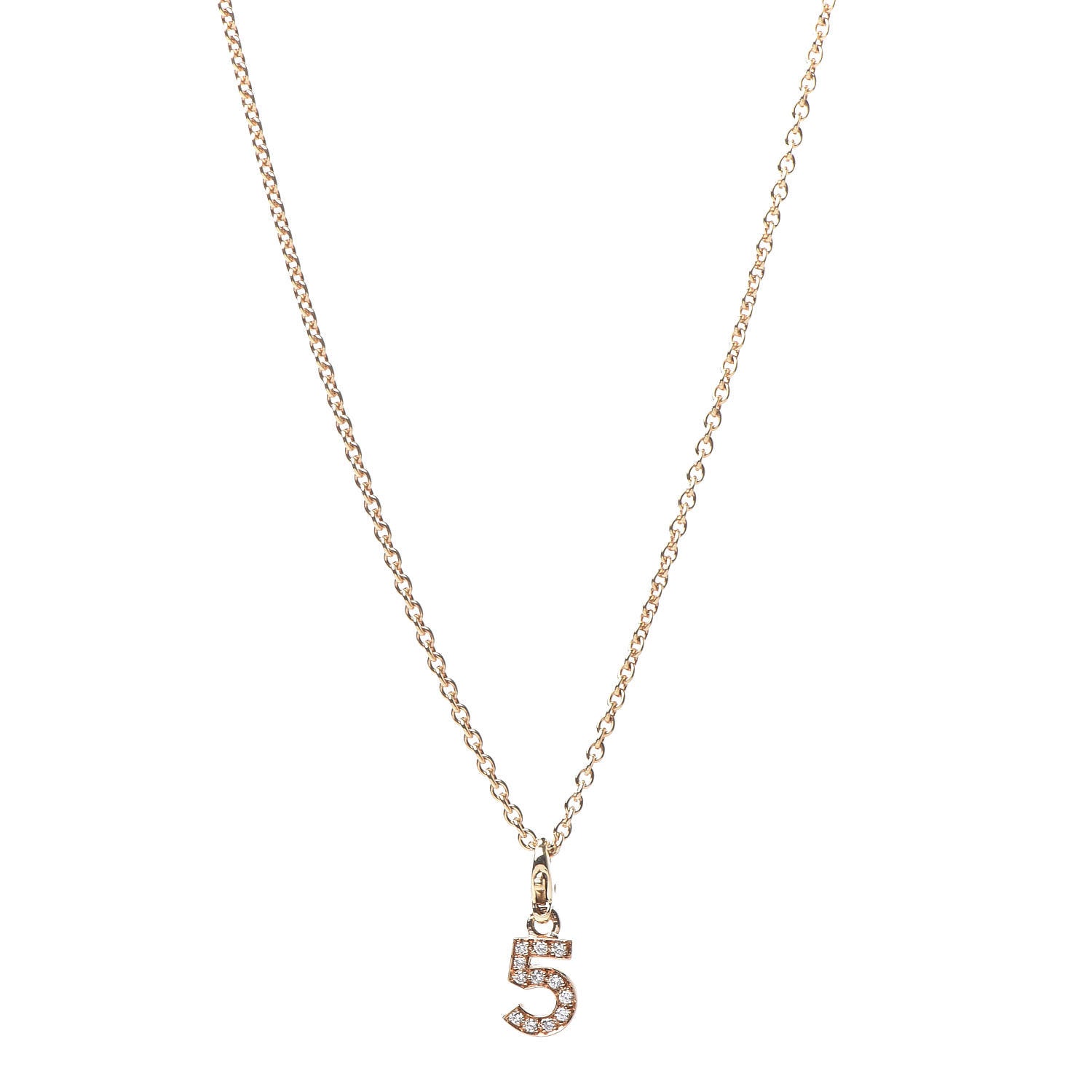 Chanel 18K Yellow Gold Diamond No.5 Charm Necklace 1 of 6