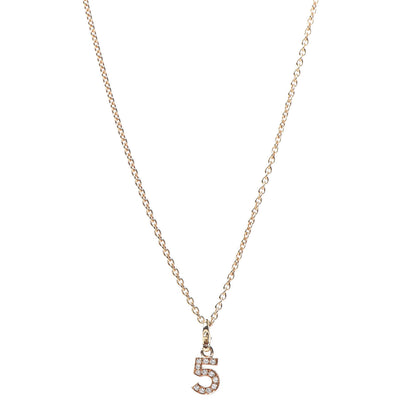 Chanel 18K Yellow Gold Diamond No.5 Charm Necklace 1 of 6