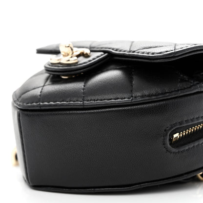 Chanel Lambskin Quilted CC In Love Heart Waist Belt Bag With Chain Black 10 of 11