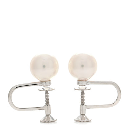 Mikimoto 18K White Gold Akoya Pearl 7.5-8mm Screw Back Earrings 3 of 4