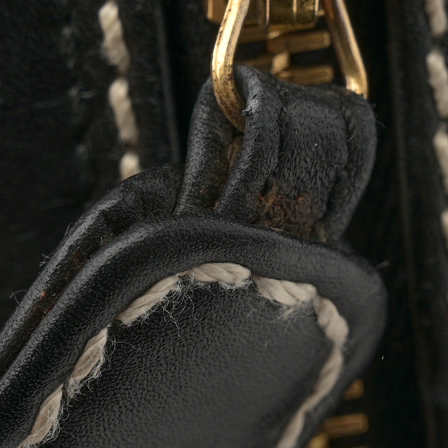 Calfskin Contrast Stitch Surpique Bowler Black