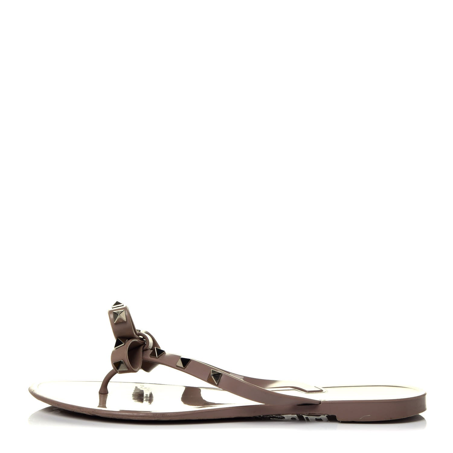 Valentino Garavani PVC Jelly Rockstud Bow Thong Sandals 39 Poudre 1 of 8