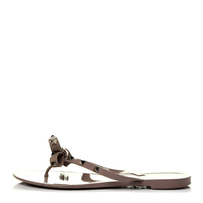 Valentino Garavani PVC Jelly Rockstud Bow Thong Sandals 39 Poudre 1 of 8