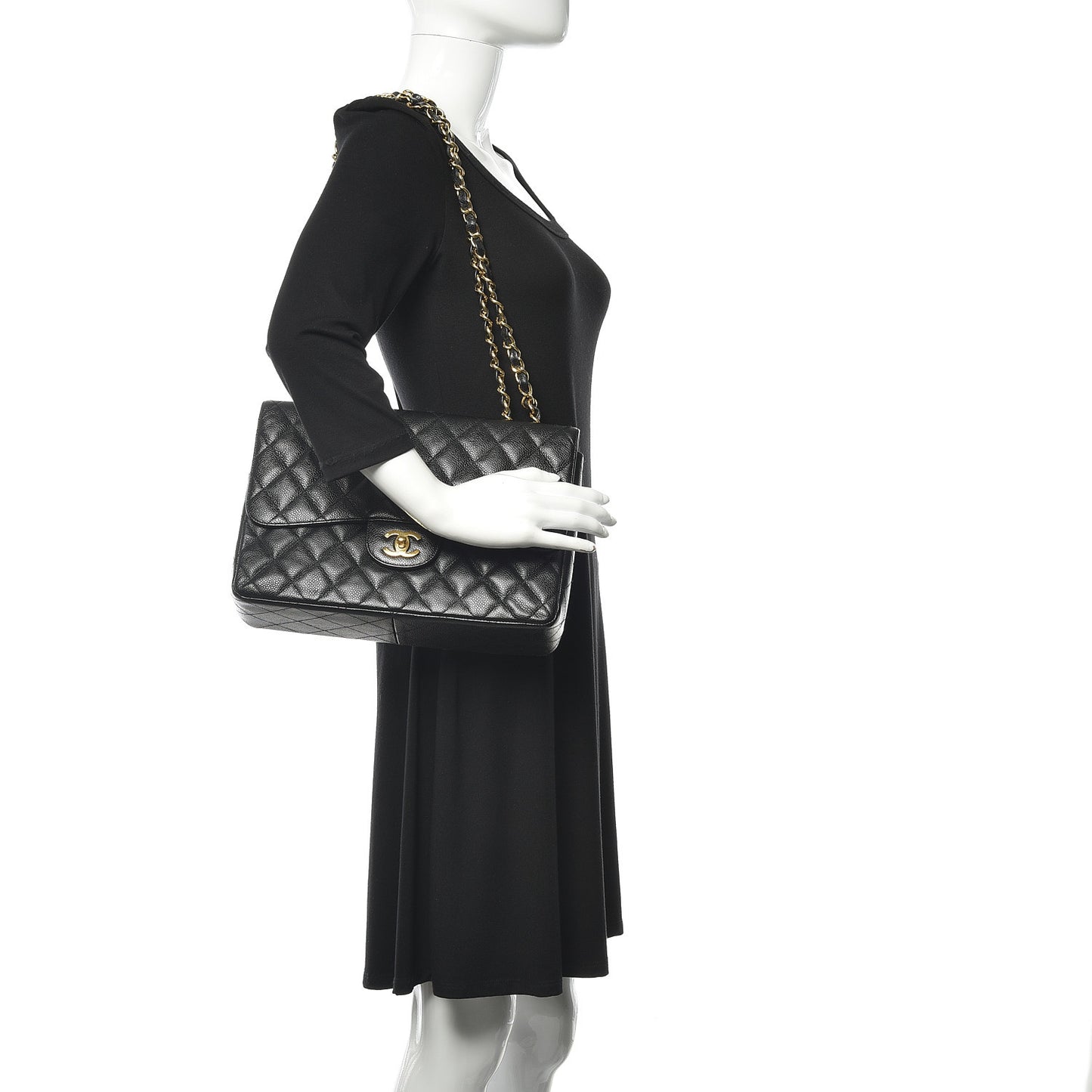 Caviar Quilted Jumbo Single Flap Black