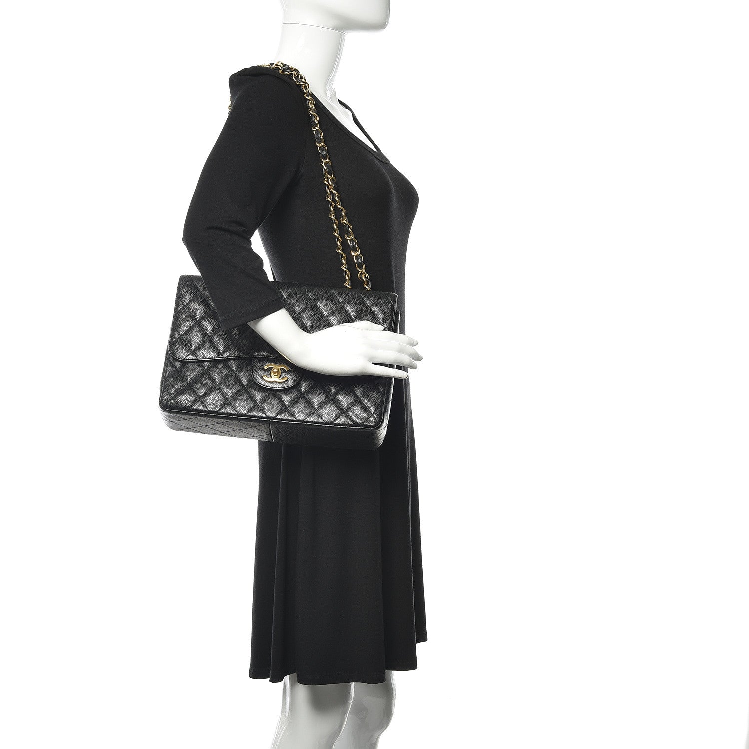 Chanel Caviar Quilted Jumbo Single Flap Black 2 of 18
