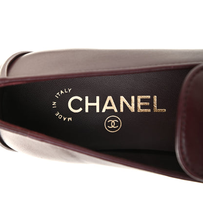 Chanel Lambskin Quilted Womens CC Loafers 37 Bordeaux 7 of 8