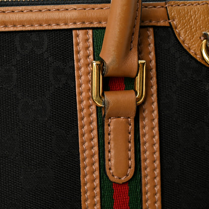 Gucci Monogram Textured Dollar Calfskin Web Mini Bauletto Duffle Top Handle Bag Black Koi Beige 13 of 13