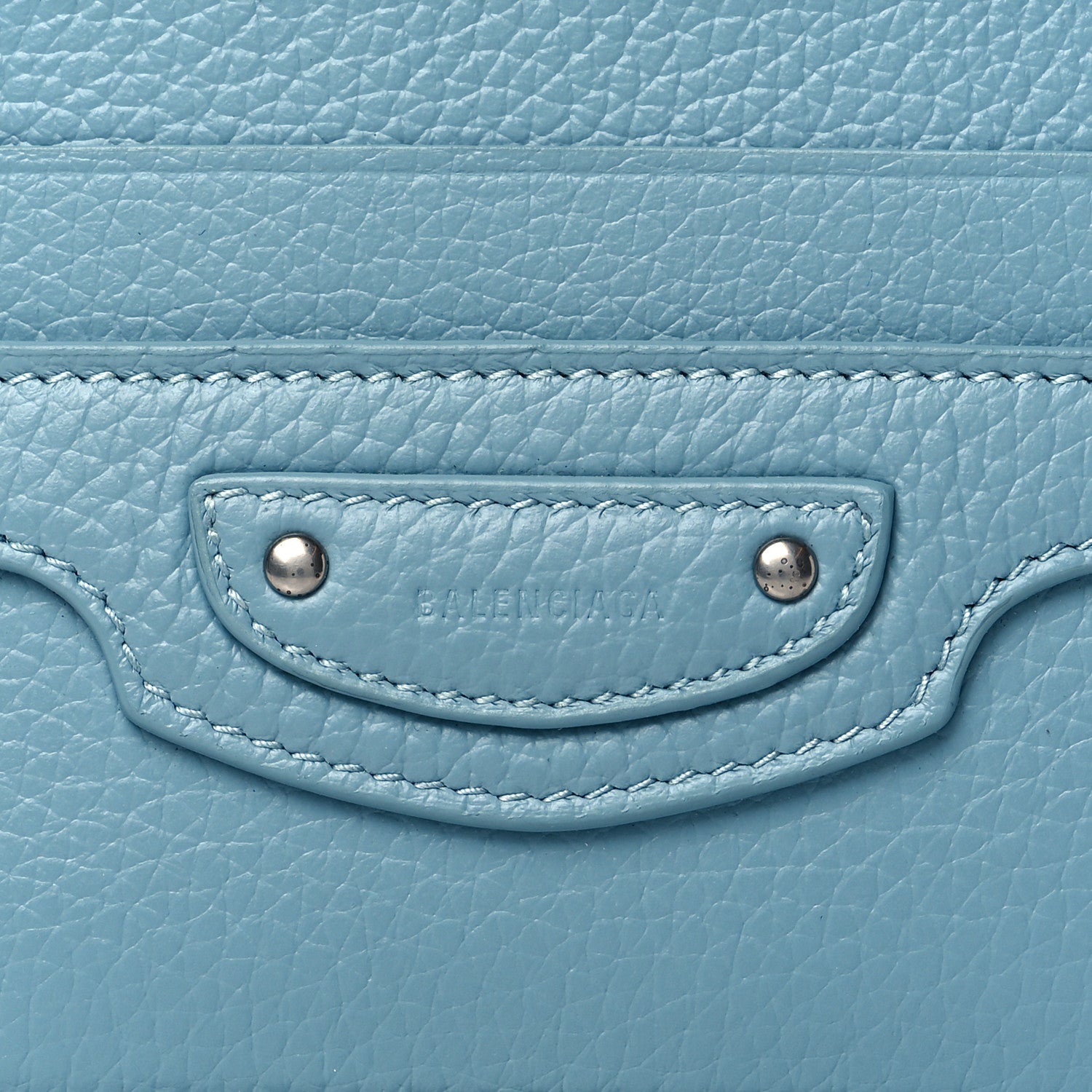 Balenciaga Grained Calfskin Neo Classic Silver Hardware City Card Holder Blue Grey 8 of 11