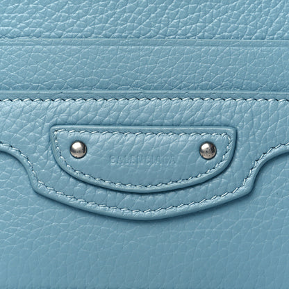 Balenciaga Grained Calfskin Neo Classic Silver Hardware City Card Holder Blue Grey 8 of 11