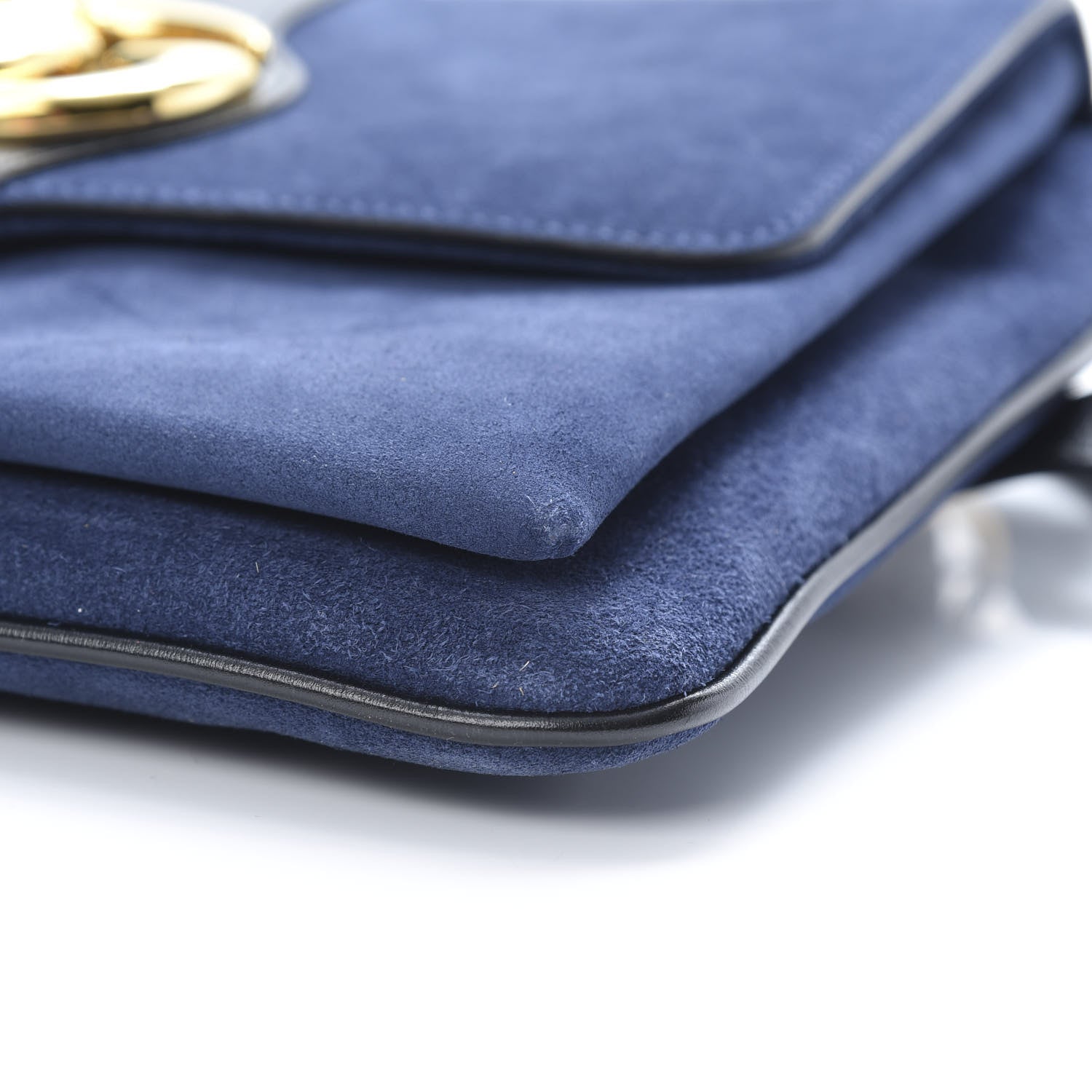 Gucci Suede Medium Arli Flap Shoulder Bag Blue Ink Black 11 of 12