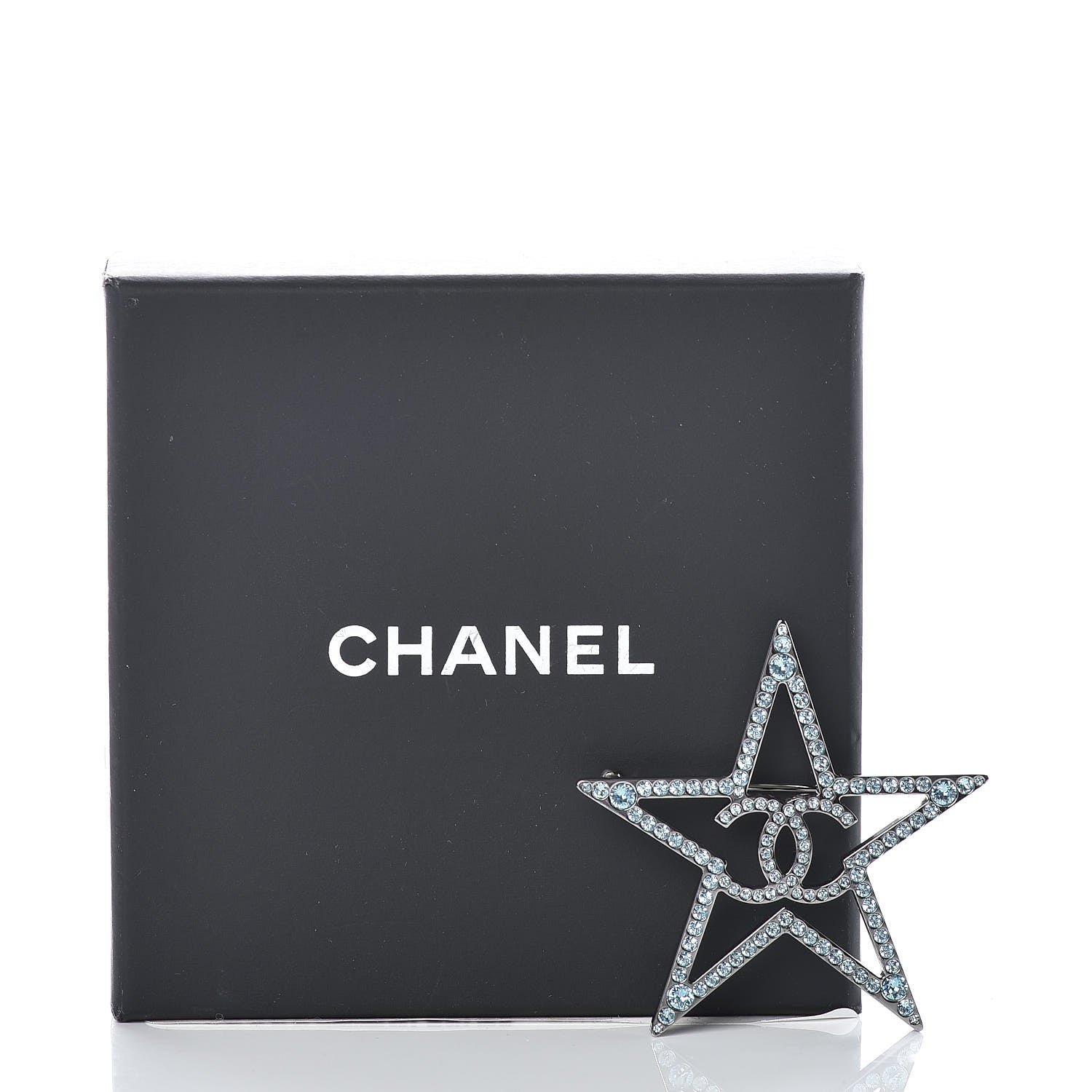 Chanel Ruthenium Crystal Star CC Brooch Blue 5 of 5