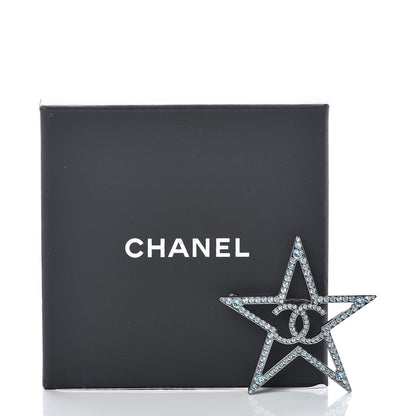 Chanel Ruthenium Crystal Star CC Brooch Blue 5 of 5
