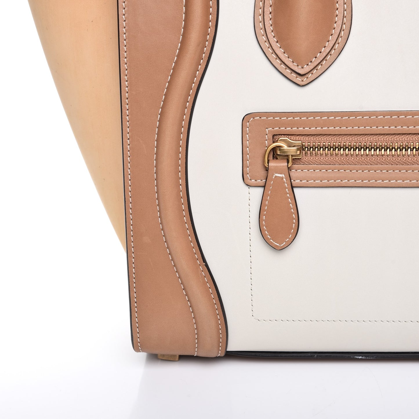 Suede Calfskin Suede Micro Tri-Color Luggage Nude