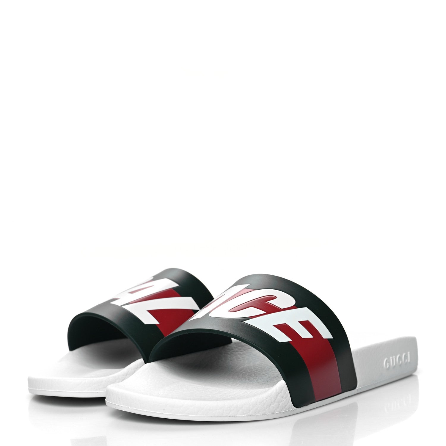 Gucci X PALACE Rubber Mens Slide Sandals 8 Great White Green Red 3 of 8