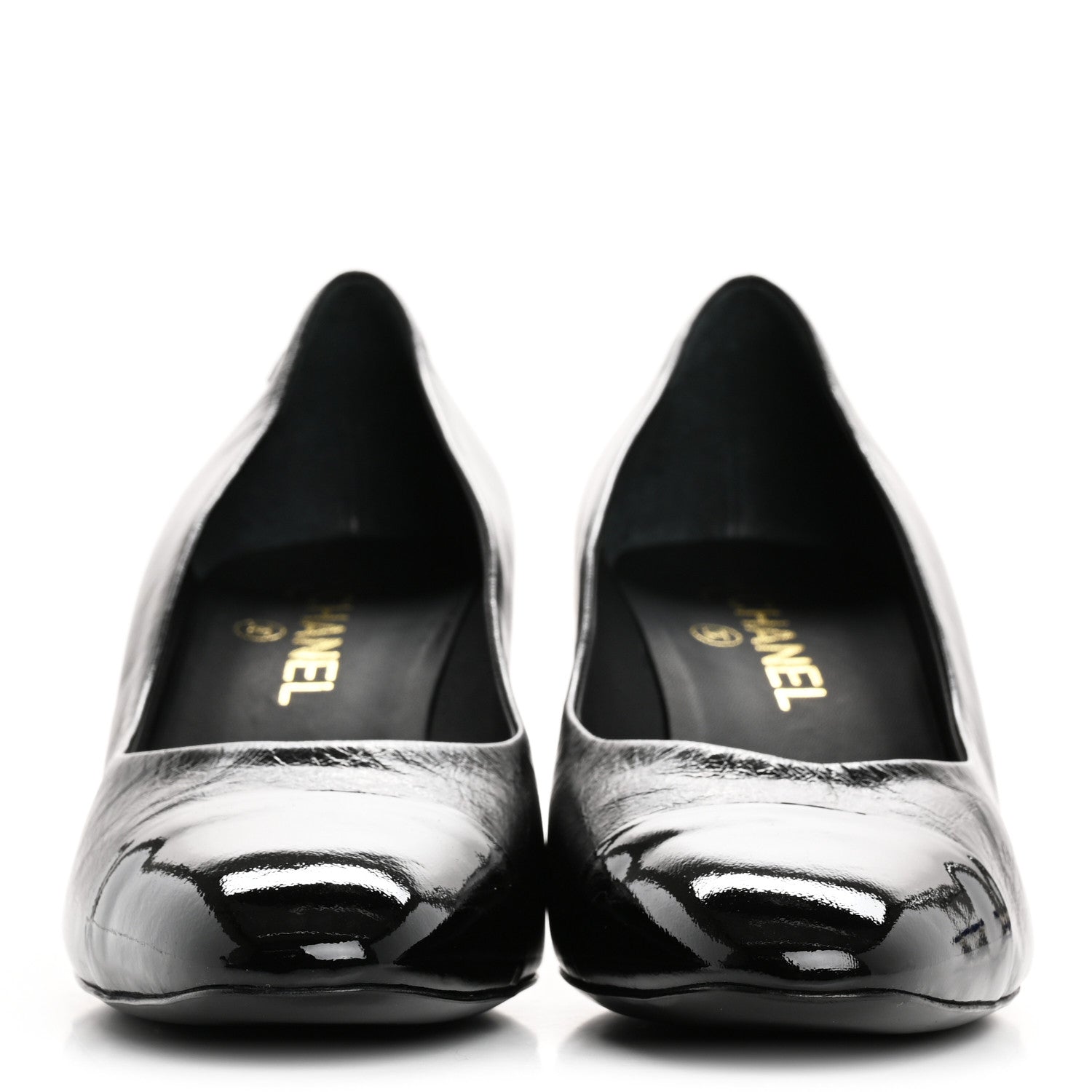 Chanel Calfskin Patent Cap Toe CC Pumps 40 Black White 3 of 10