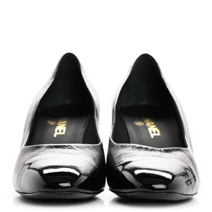 Chanel Calfskin Patent Cap Toe CC Pumps 40 Black White 3 of 10