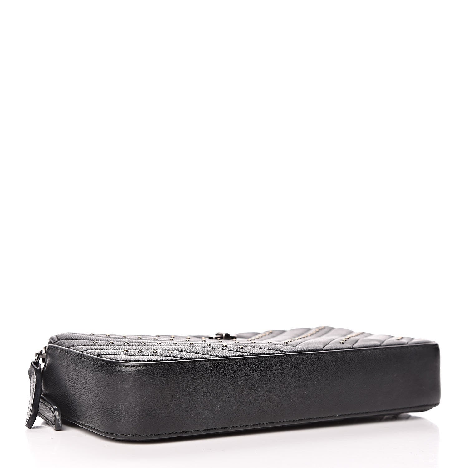 Chanel Sheepskin Chevron Quilted Studded Reissue Small Clutch With Chain Black 4 of 13