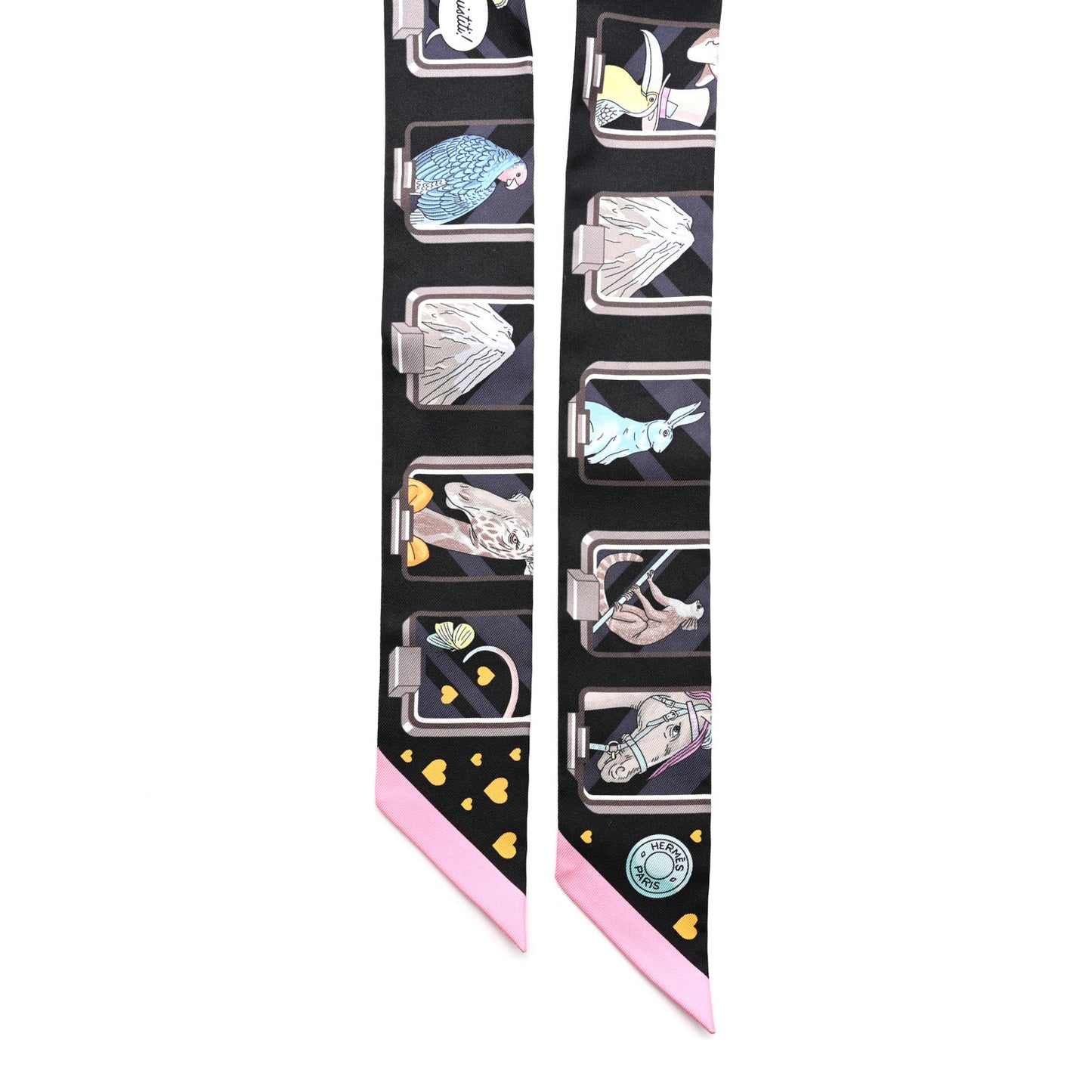Silk Story Twilly Black Rose Gris
