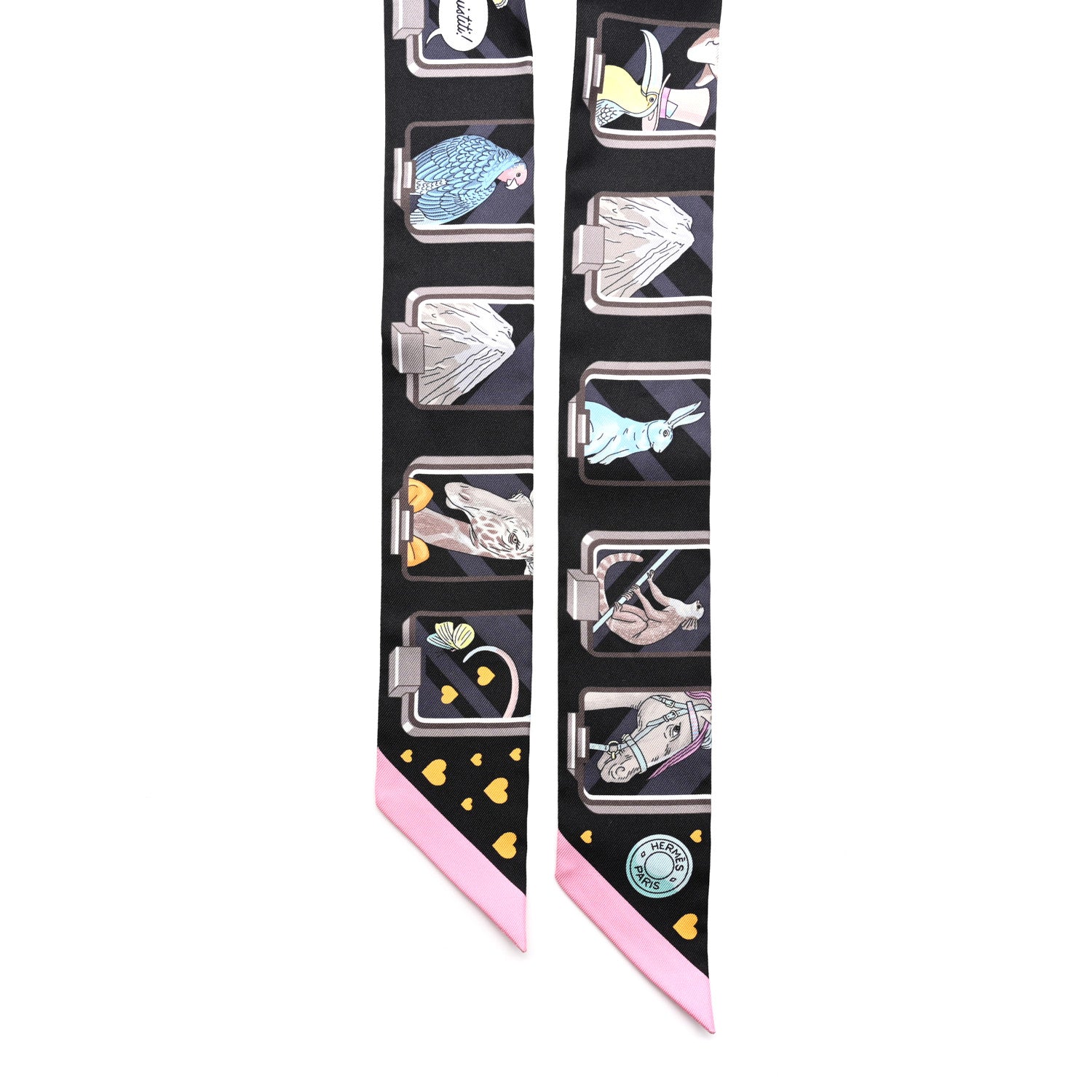 Hermes Silk Story Twilly Black Rose Gris 4 of 6