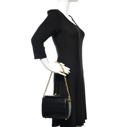 Alexander McQueen Calfskin Crocodile Embossed Box Shoulder Bag 19 Black 2 of 8
