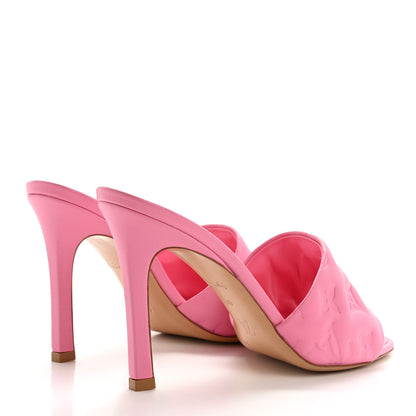 Louis Vuitton Lambskin Embossed Monogram Revival Mid Heel Mules 38 Rose Pop 4 of 12