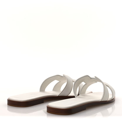 Hermes Box Calfskin Oran Sandals 36 White 5 of 11