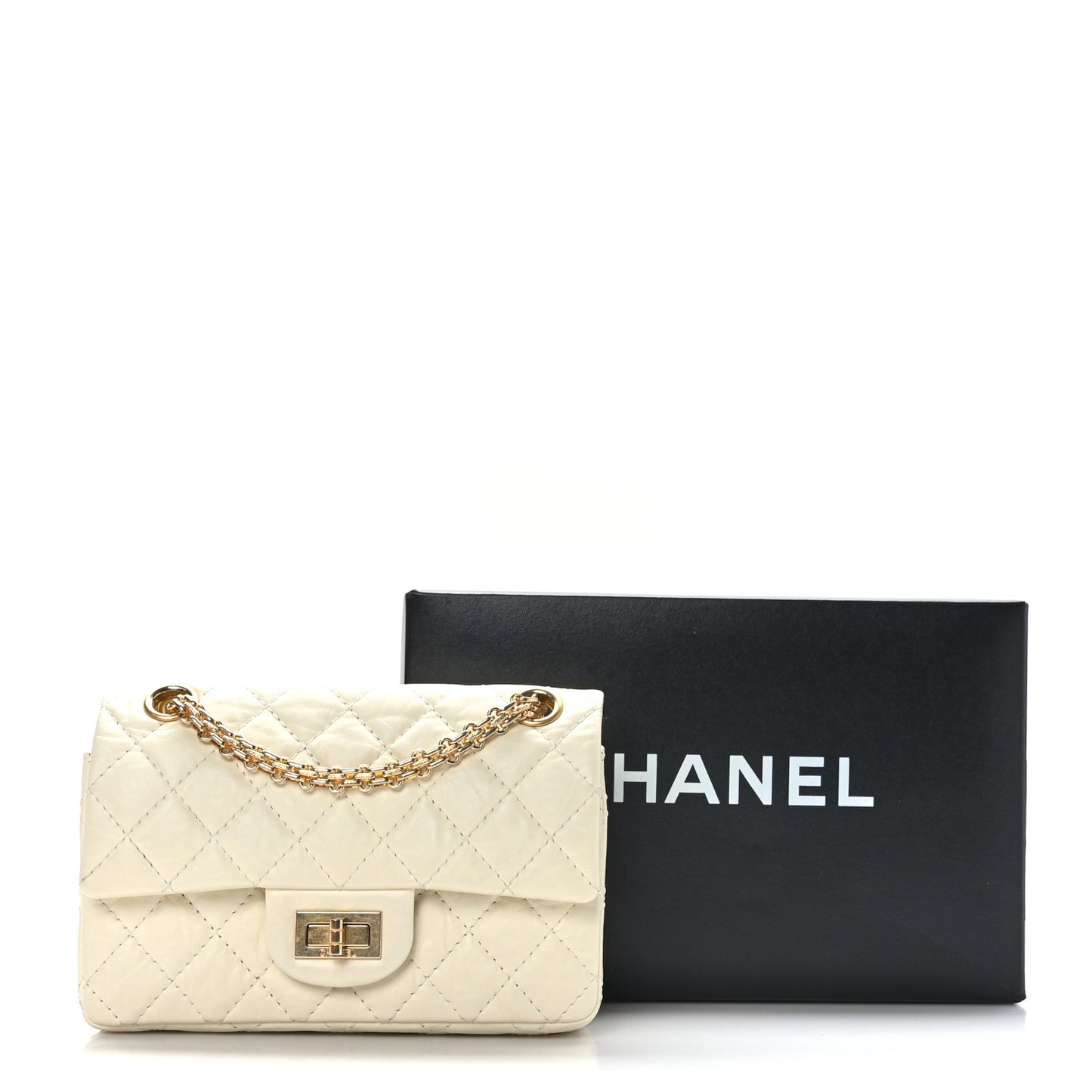 Aged Calfskin Quilted 2.55 Reissue 224 Flap White