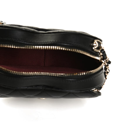 Chanel Lambskin Quilted CC In Love Heart Clutch With Chain Black 5 of 11