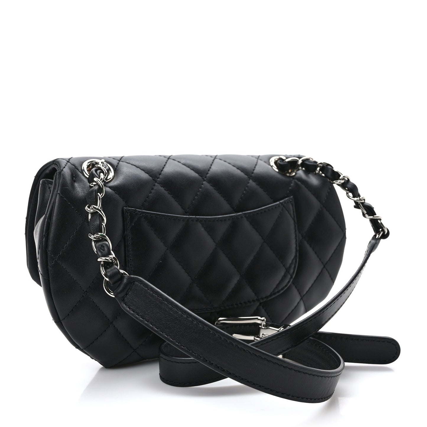 Calfskin Quilted CC Uniform Flap Belt Bag Black