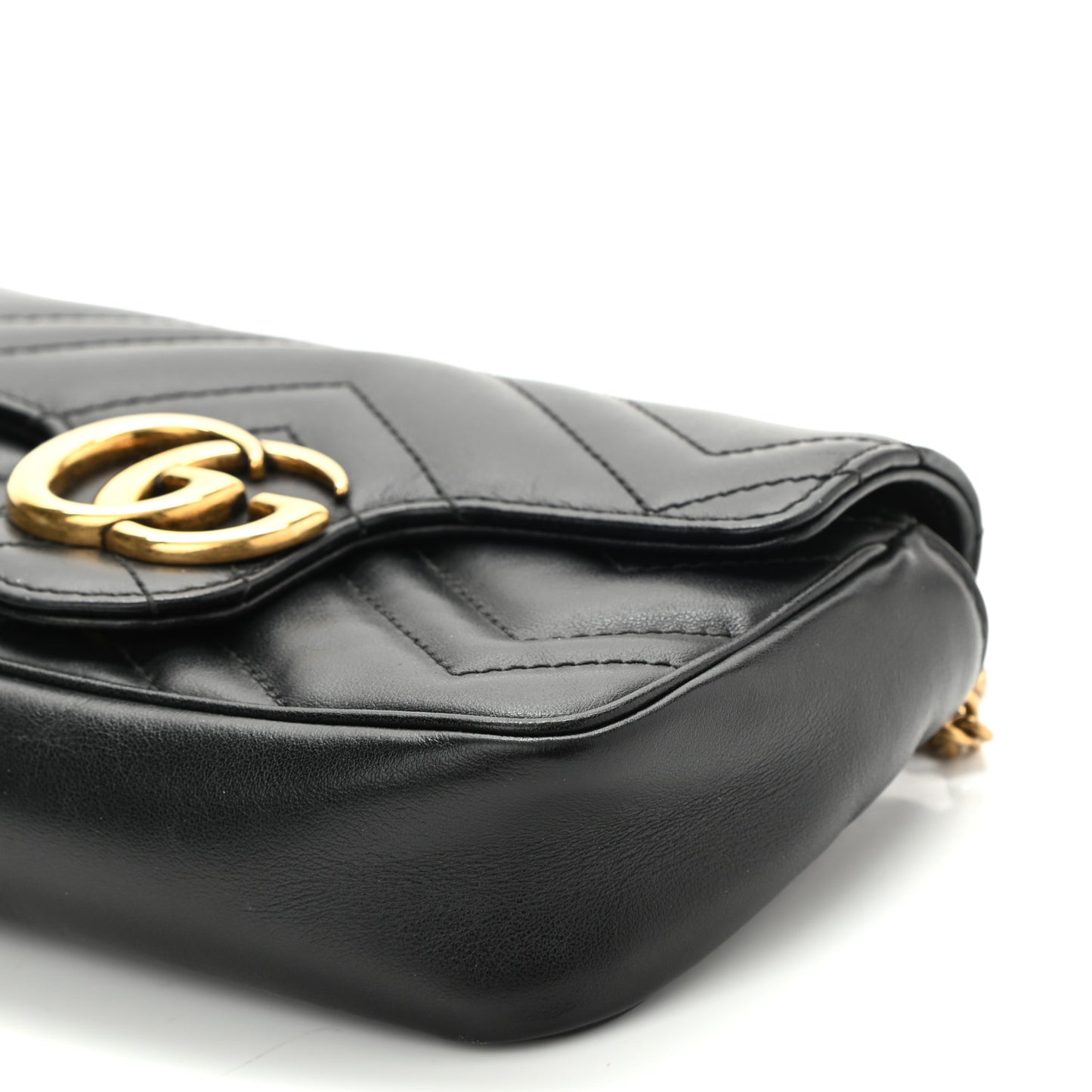 Calfskin Matelasse Super Mini GG Marmont Shoulder Bag Black