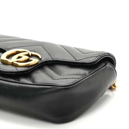 Gucci Calfskin Matelasse Super Mini GG Marmont Shoulder Bag Black 11 of 11