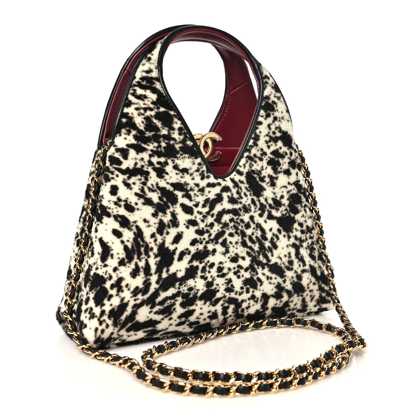 Pony Hair Printed Chic Lady Small Shopping Tote White Black